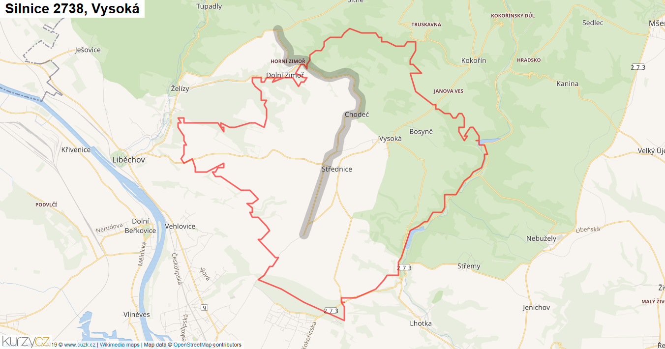 Vysoká, Silnice 2738 - Mapa