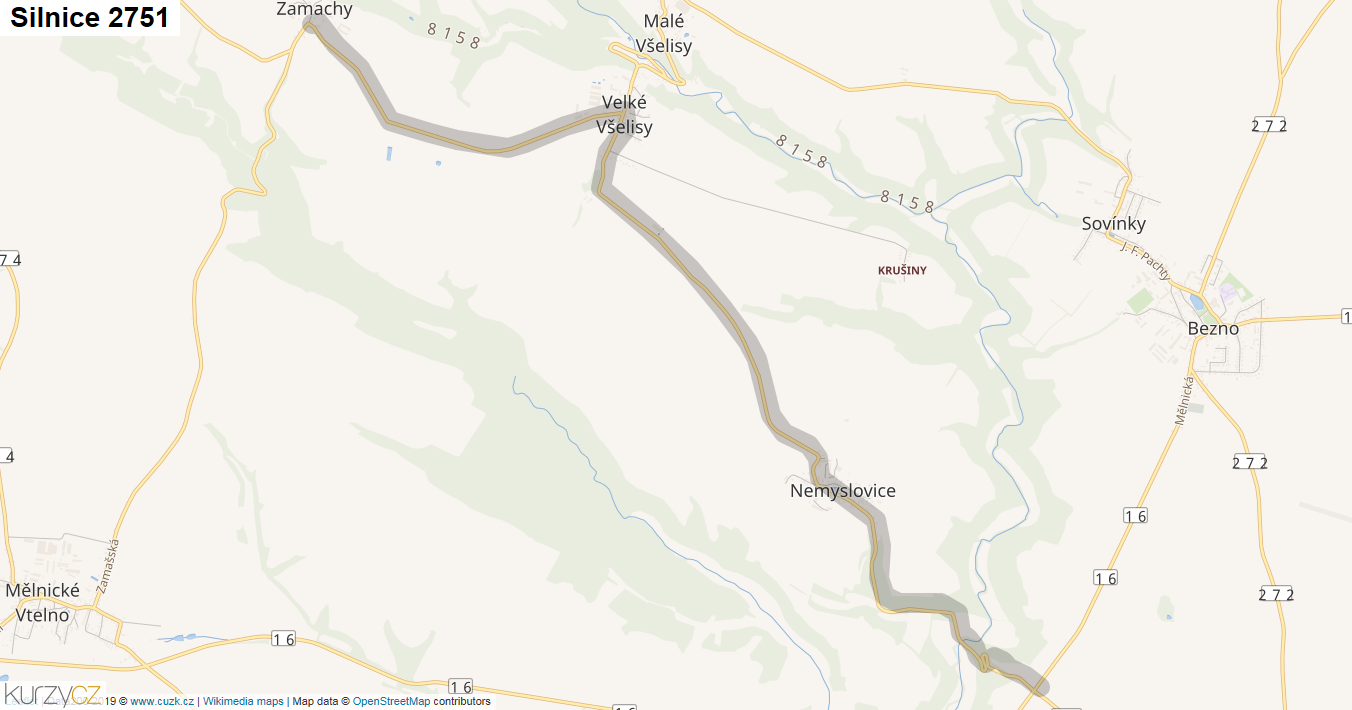 Silnice 2751 - mapa Silnice 2751