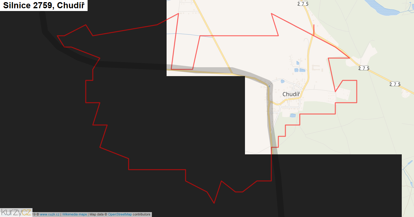 Chudíř, Silnice 2759 - Mapa