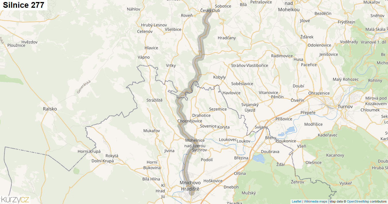 Silnice 277 - mapa Silnice 277