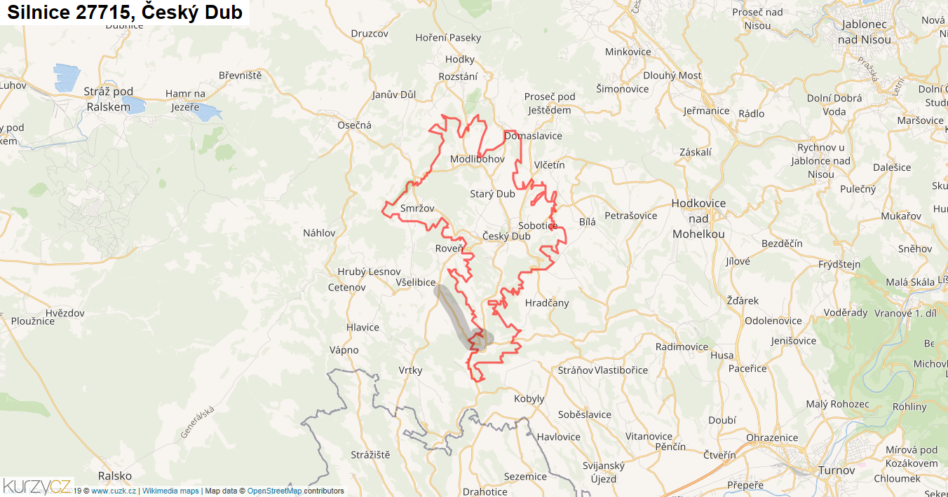 Český Dub, Silnice 27715 - Mapa