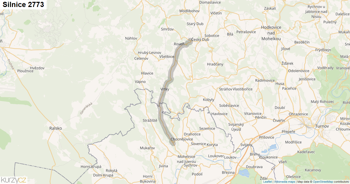 Silnice 2773 - mapa Silnice 2773