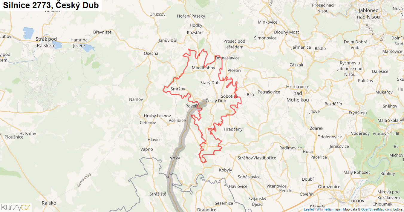 Český Dub, Silnice 2773 - Mapa