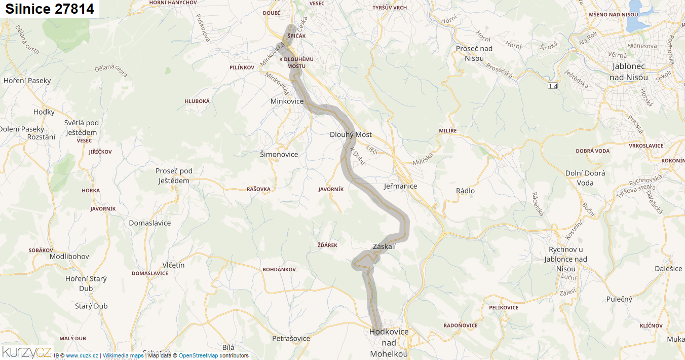 Silnice 27814 - mapa Silnice 27814