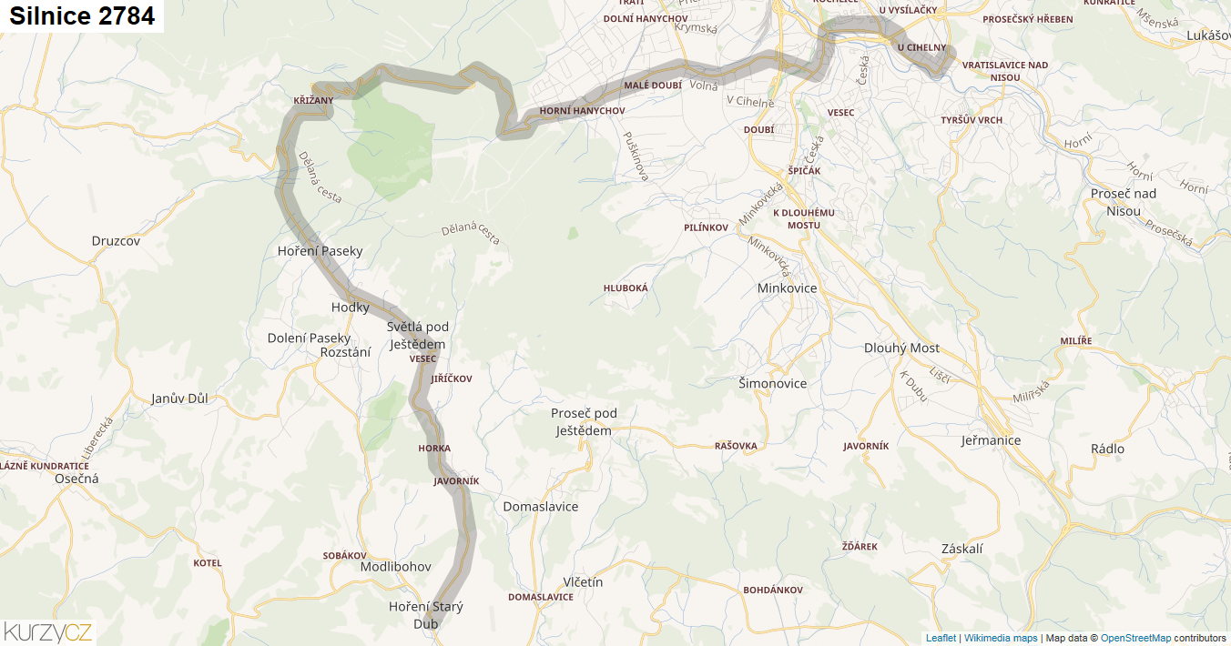 Silnice 2784 - mapa Silnice 2784