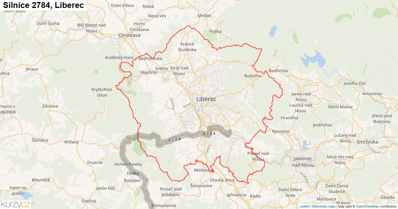 Liberec, Silnice 2784 - Mapa