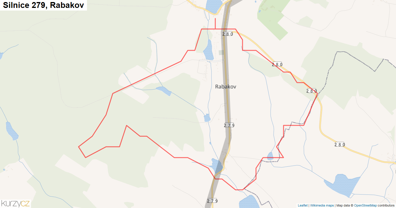 Rabakov, Silnice 279 - Mapa
