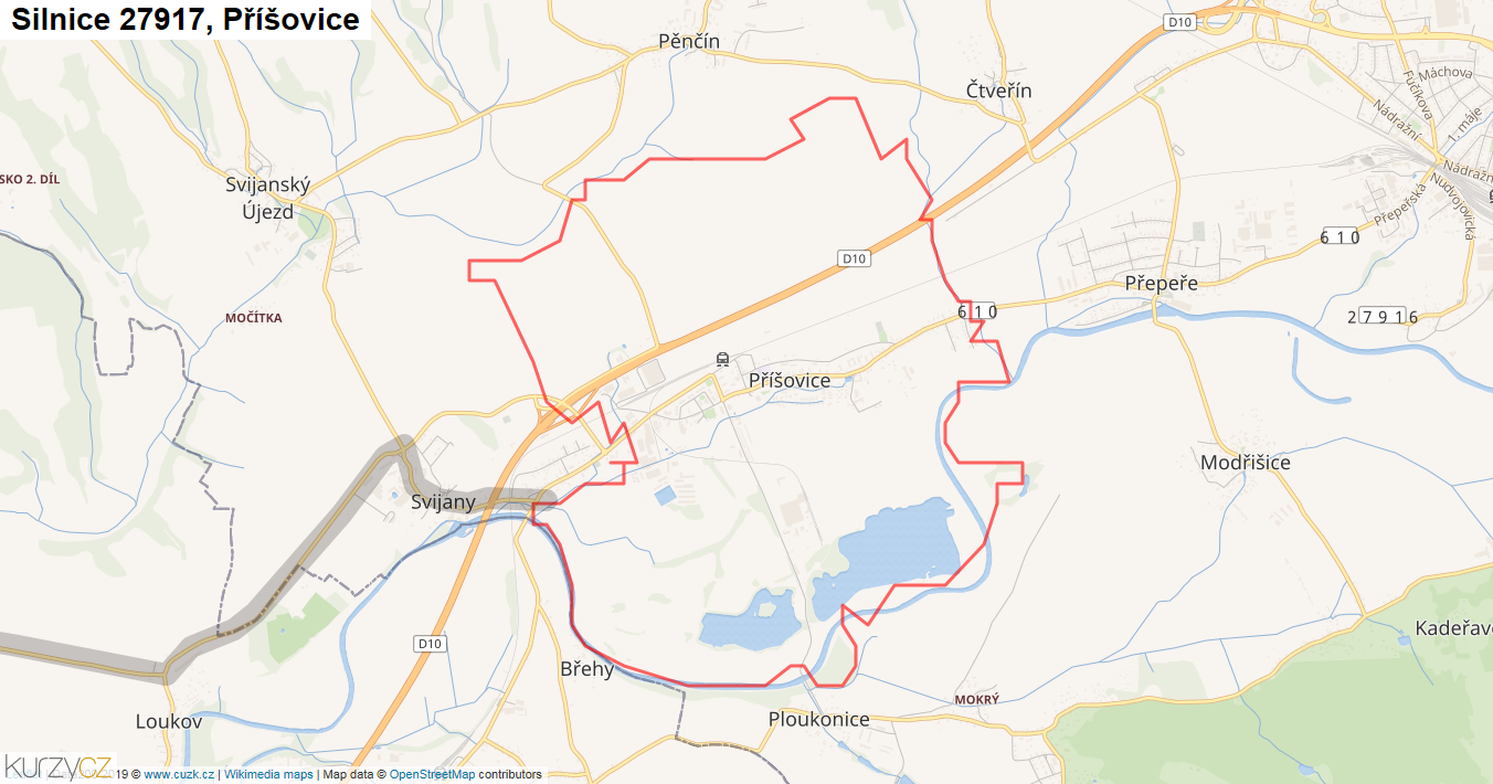 Příšovice, Silnice 27917 - Mapa