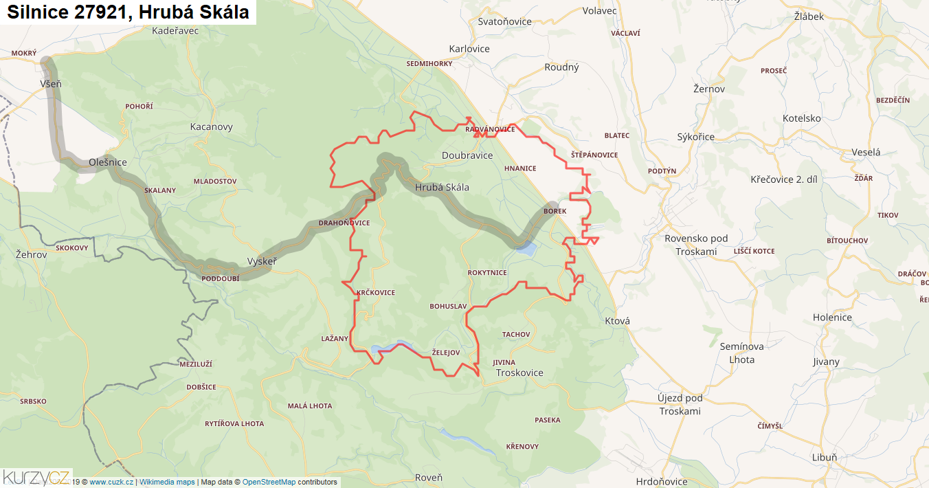 Hrubá Skála, Silnice 27921 - Mapa