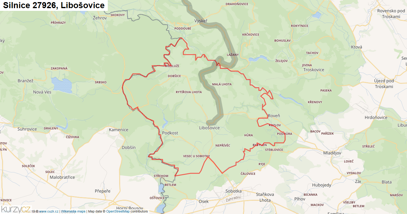 Libošovice, Silnice 27926 - Mapa