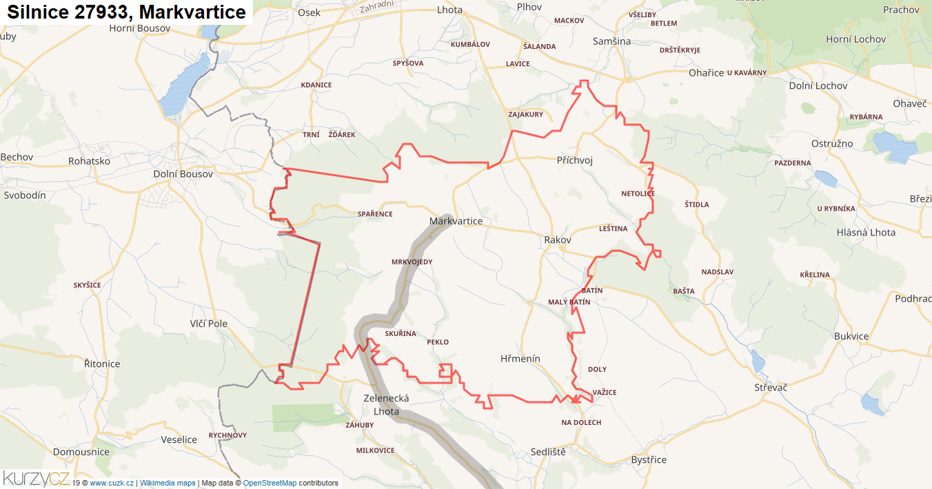 Markvartice, Silnice 27933 - Mapa