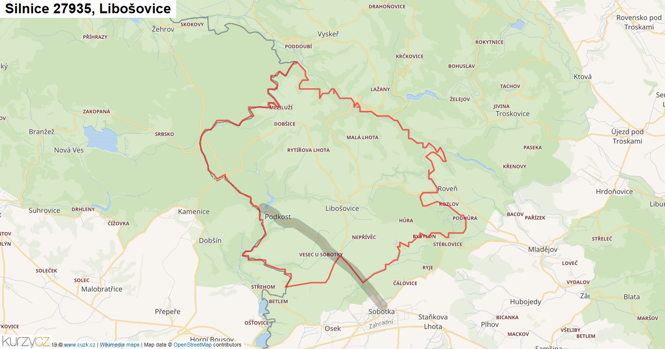 Libošovice, Silnice 27935 - Mapa