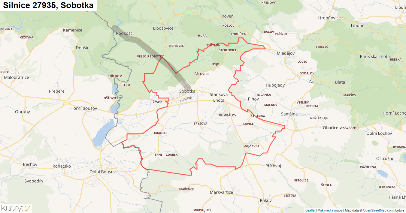Sobotka, Silnice 27935 - Mapa