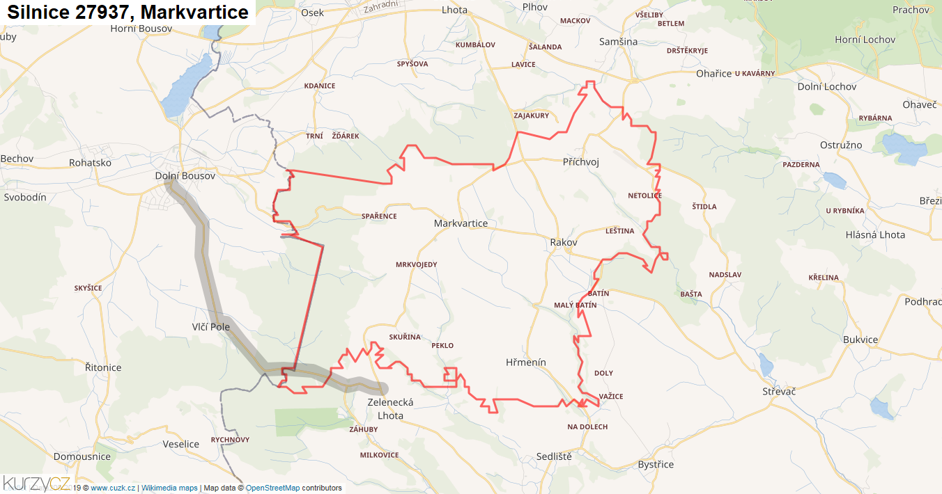 Markvartice, Silnice 27937 - Mapa