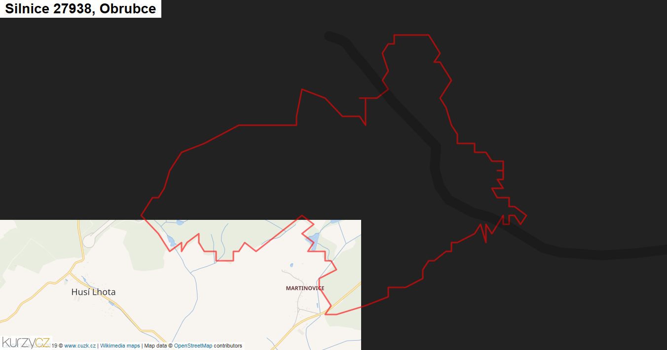 Obrubce, Silnice 27938 - Mapa