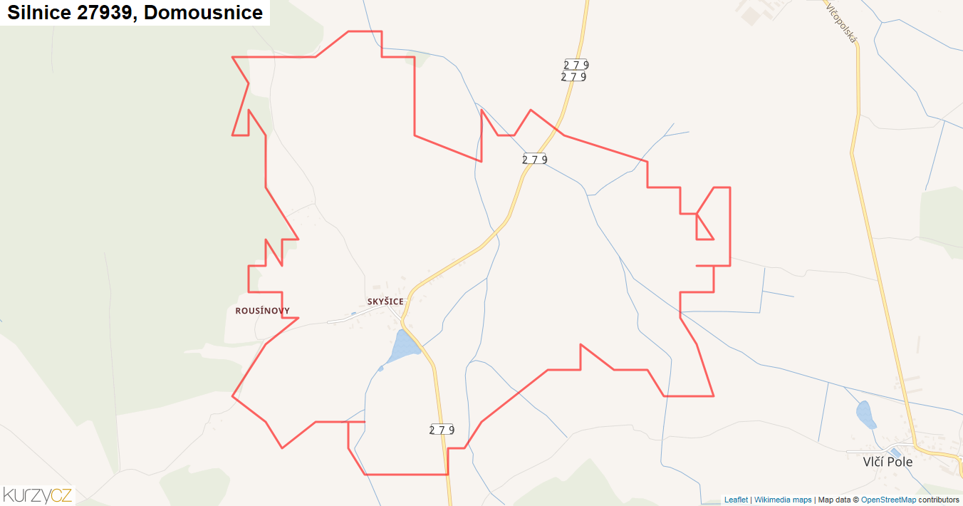 Domousnice, Silnice 27939 - Mapa