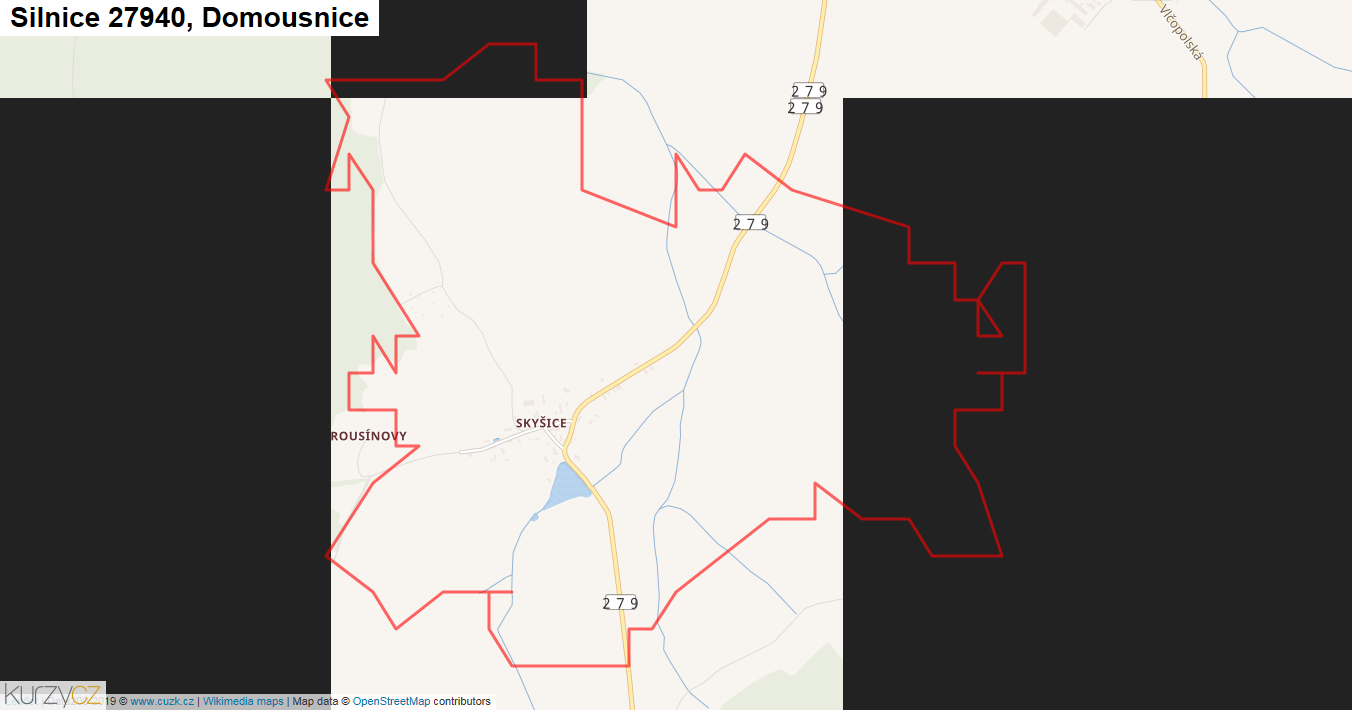Domousnice, Silnice 27940 - Mapa