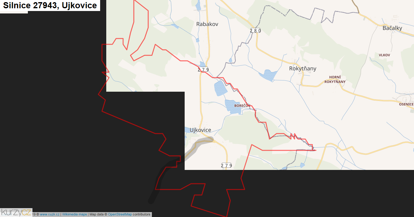 Ujkovice, Silnice 27943 - Mapa