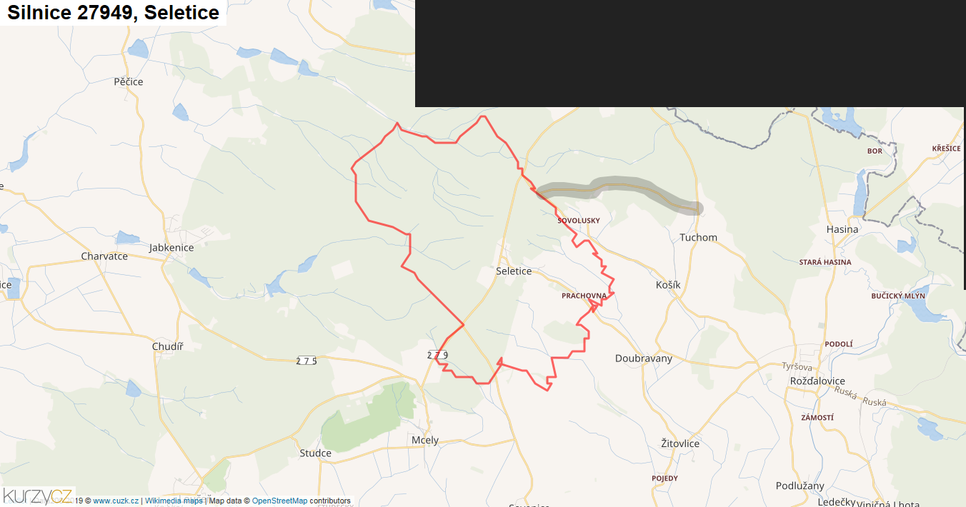 Seletice, Silnice 27949 - Mapa
