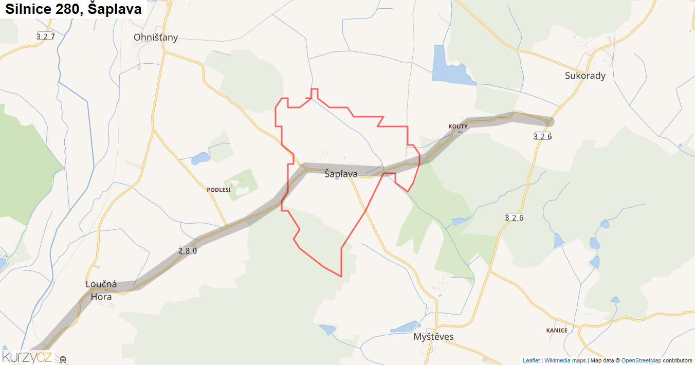 Šaplava, Silnice 280 - Mapa