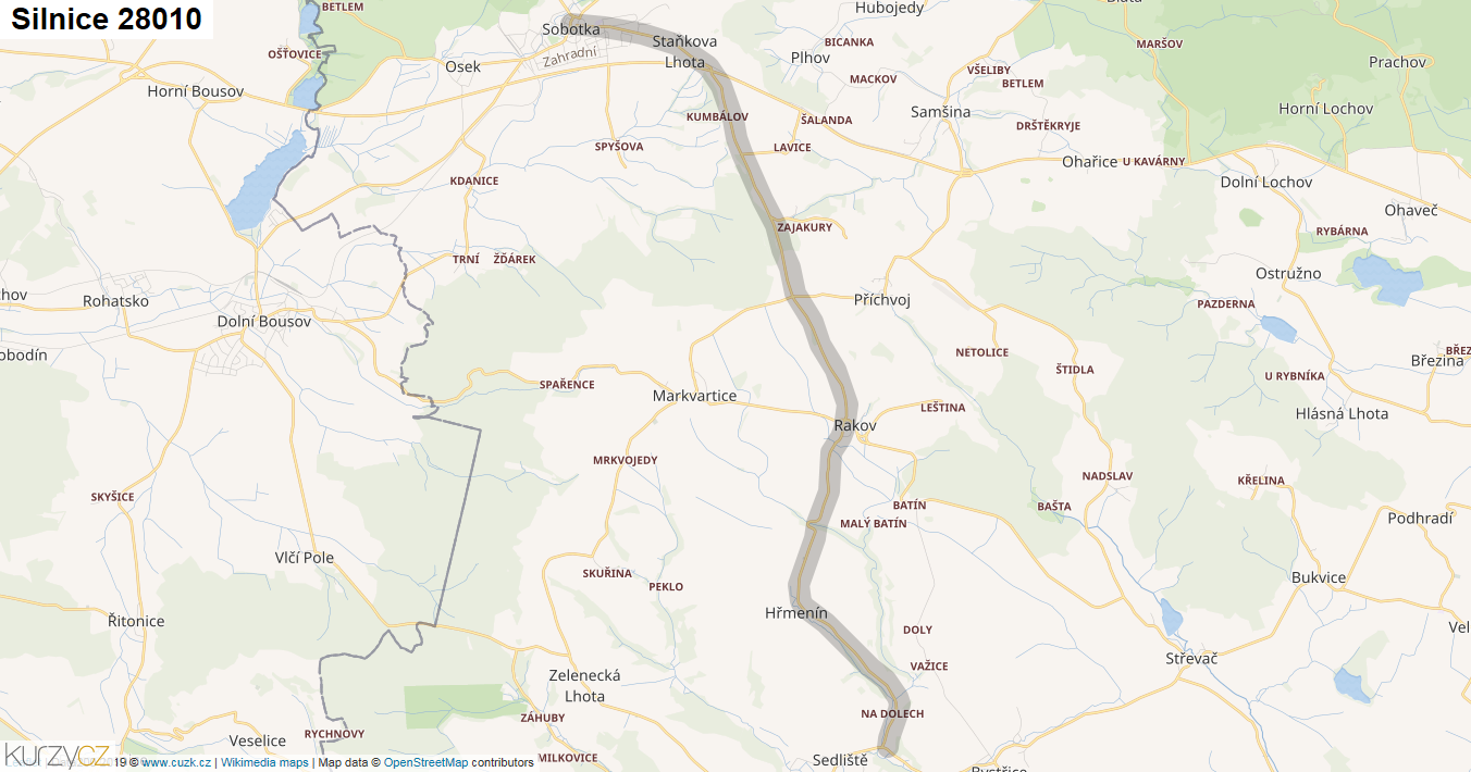 Silnice 28010 - mapa Silnice 28010