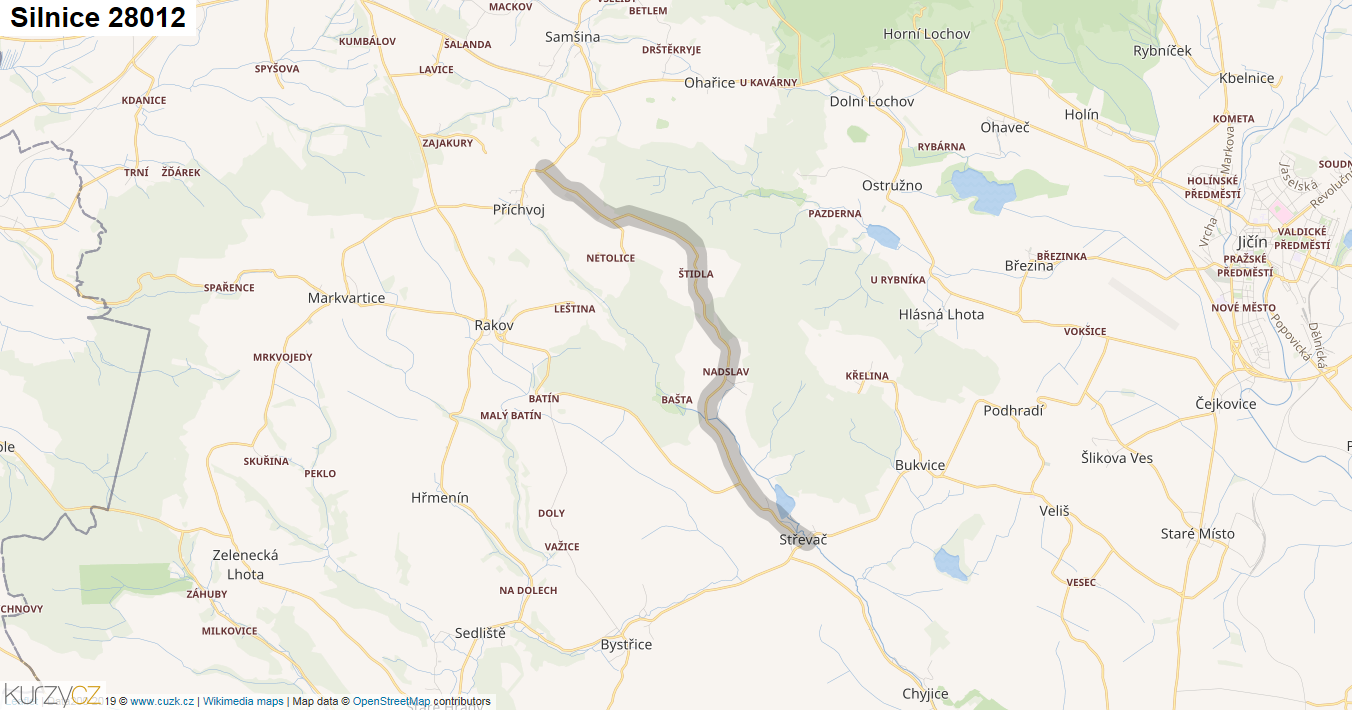 Silnice 28012 - mapa Silnice 28012