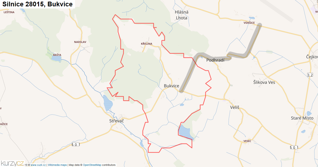 Bukvice, Silnice 28015 - Mapa