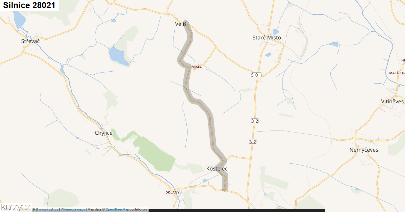 Silnice 28021 - mapa Silnice 28021