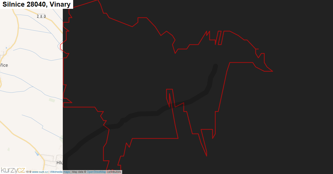 Vinary, Silnice 28040 - Mapa