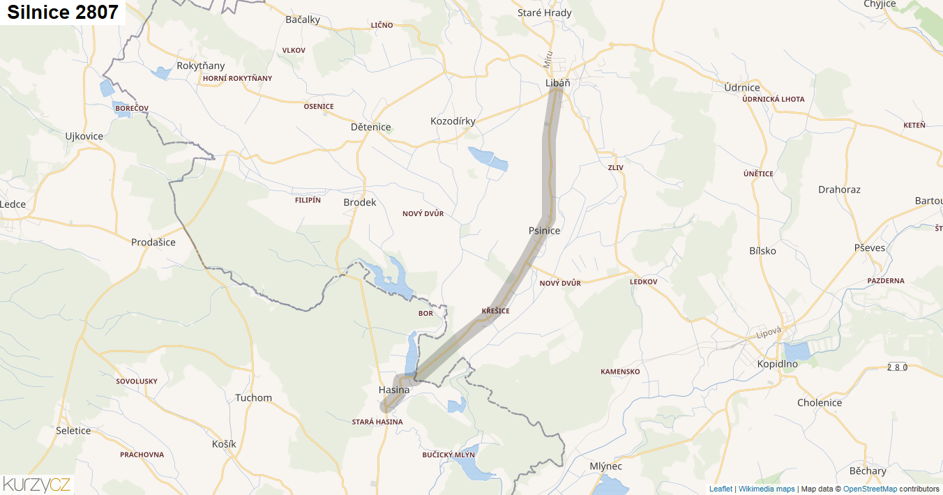 Silnice 2807 - mapa Silnice 2807