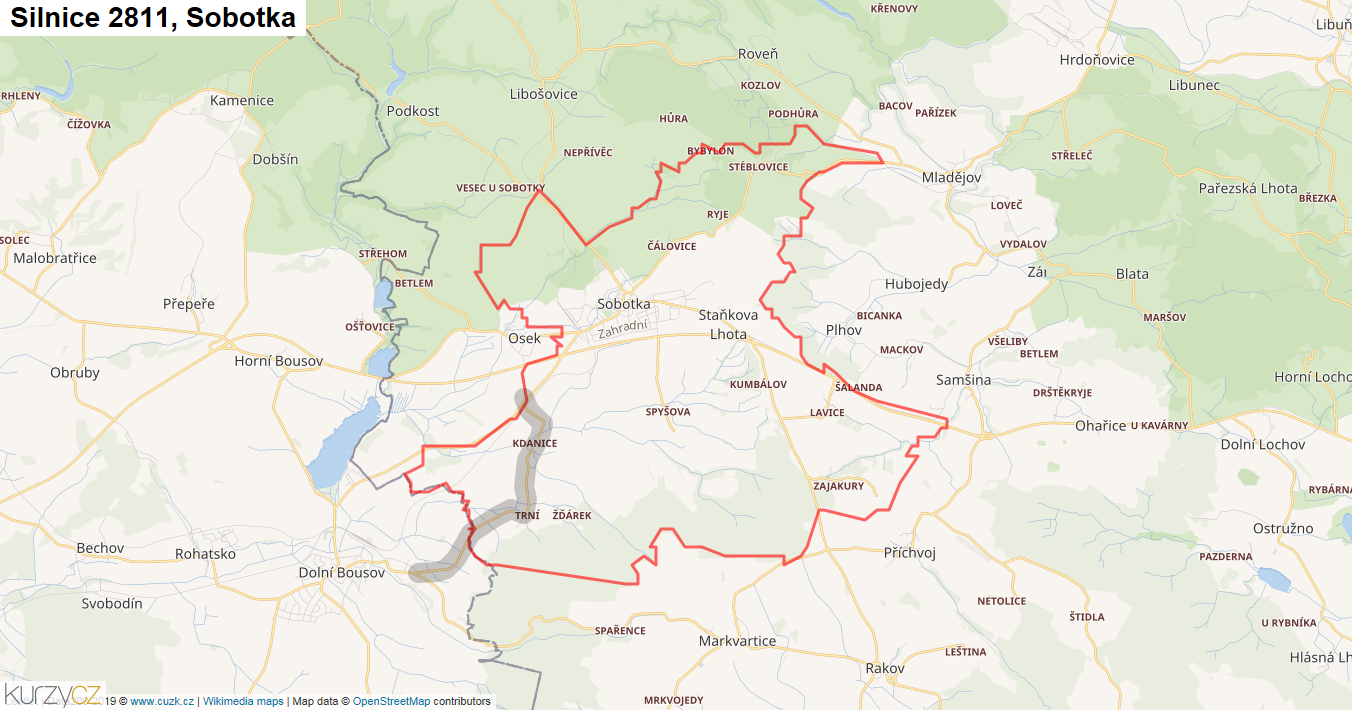 Sobotka, Silnice 2811 - Mapa