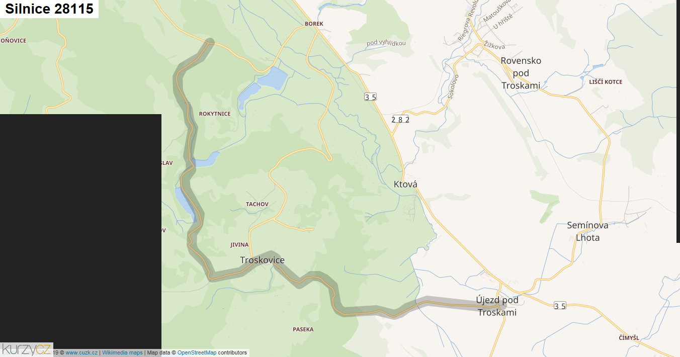 Silnice 28115 - mapa Silnice 28115