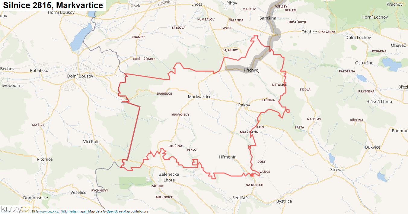 Markvartice, Silnice 2815 - Mapa