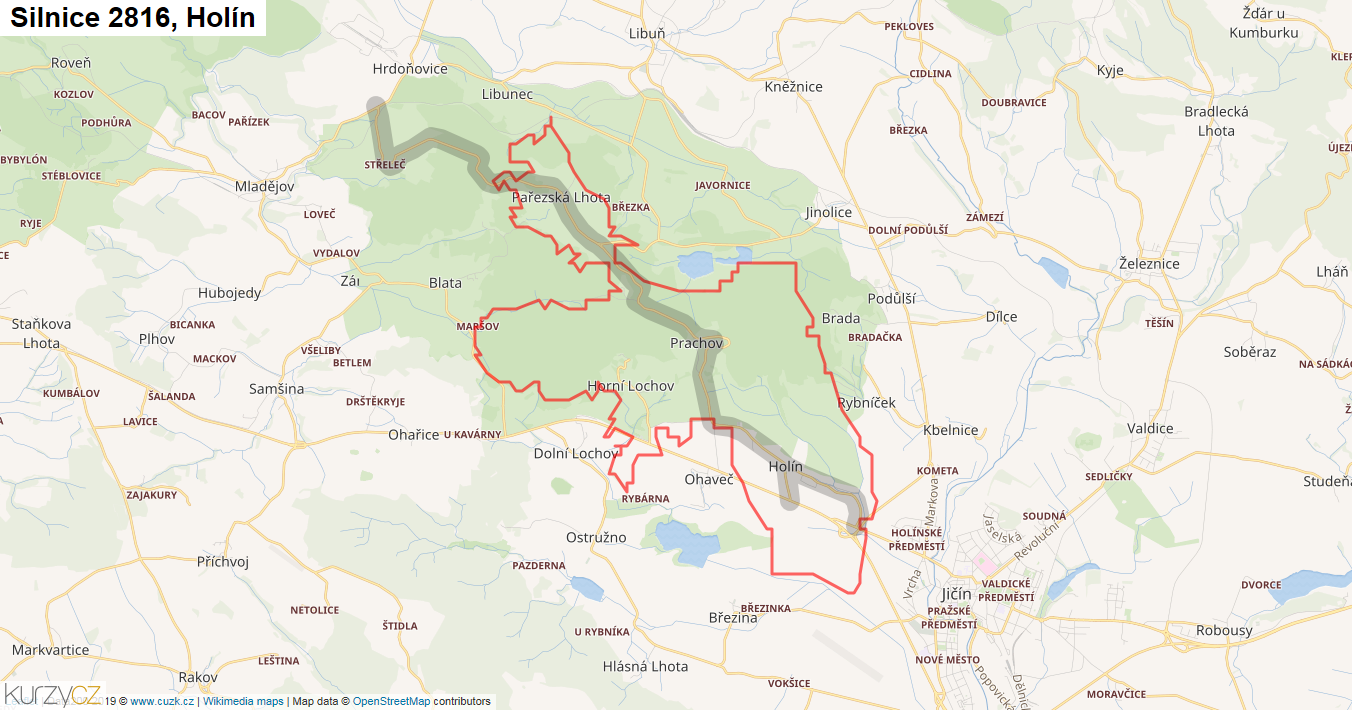 Holín, Silnice 2816 - Mapa