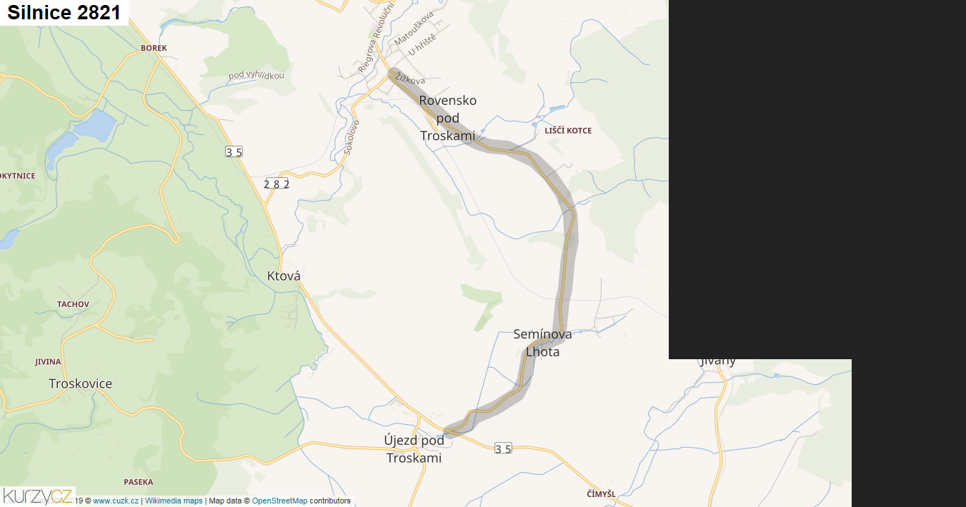 Silnice 2821 - mapa Silnice 2821