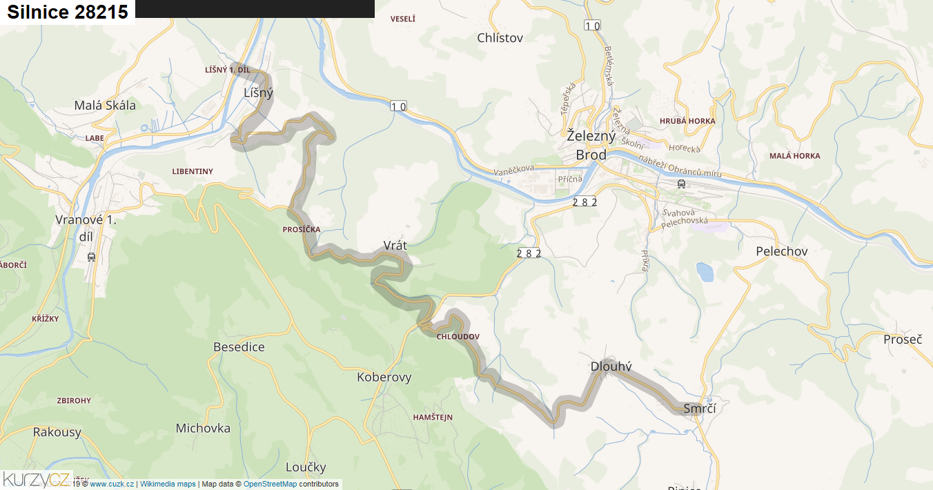 Silnice 28215 - mapa Silnice 28215
