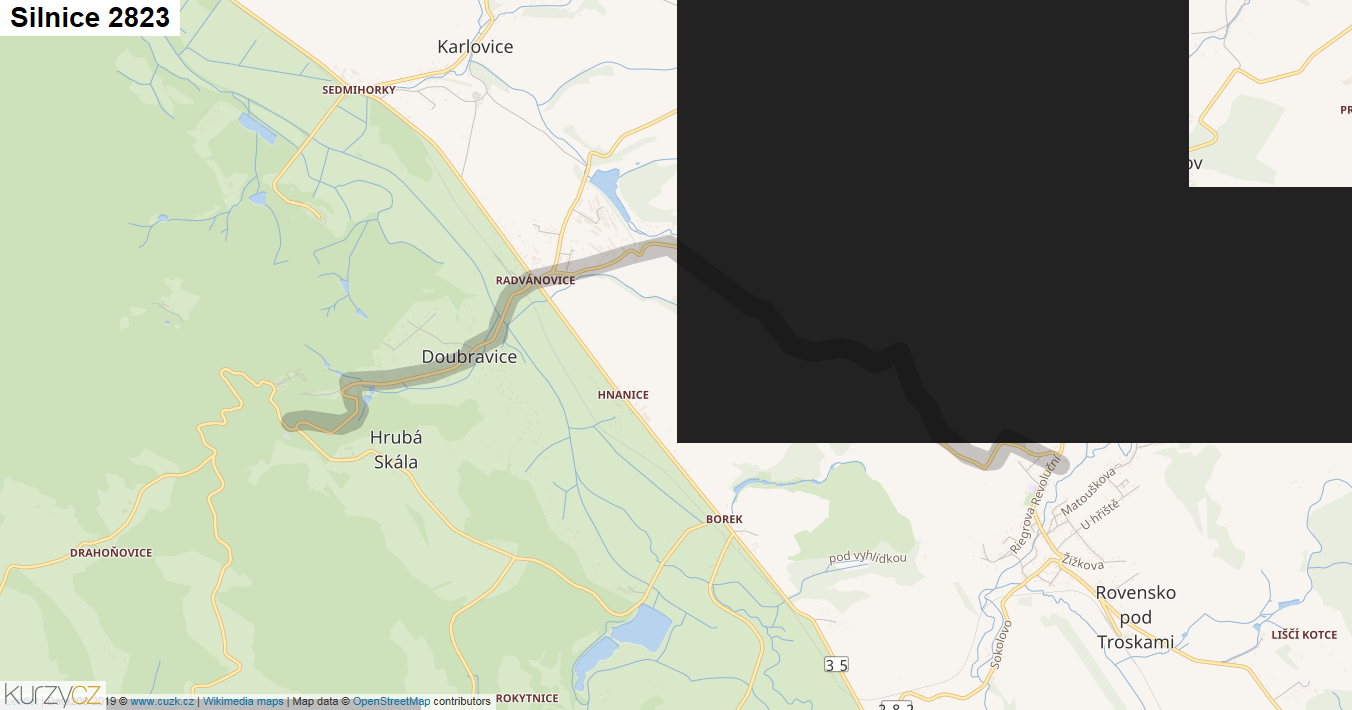 Silnice 2823 - mapa Silnice 2823