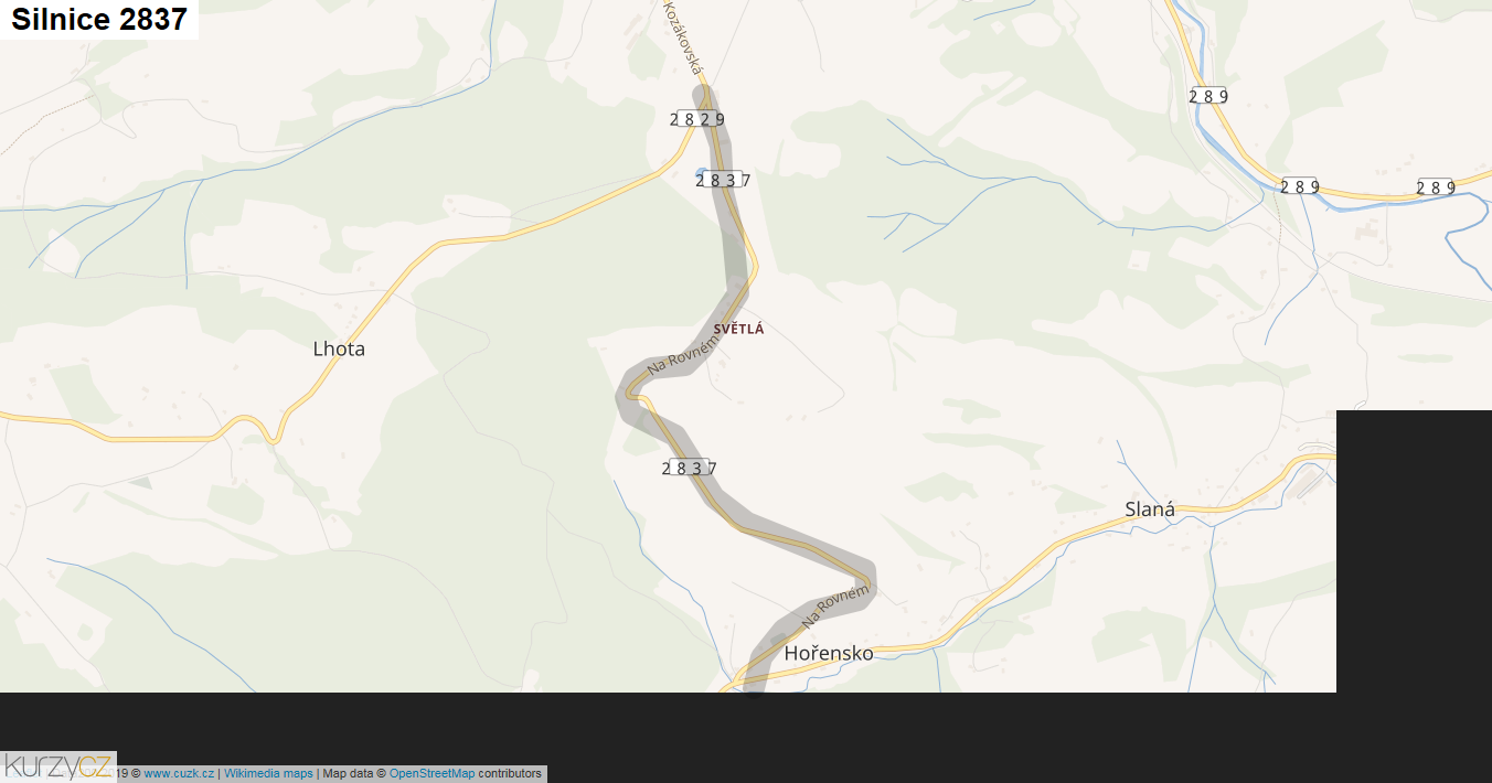 Silnice 2837 - mapa Silnice 2837