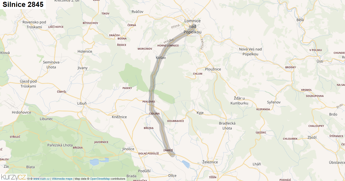 Silnice 2845 - mapa Silnice 2845
