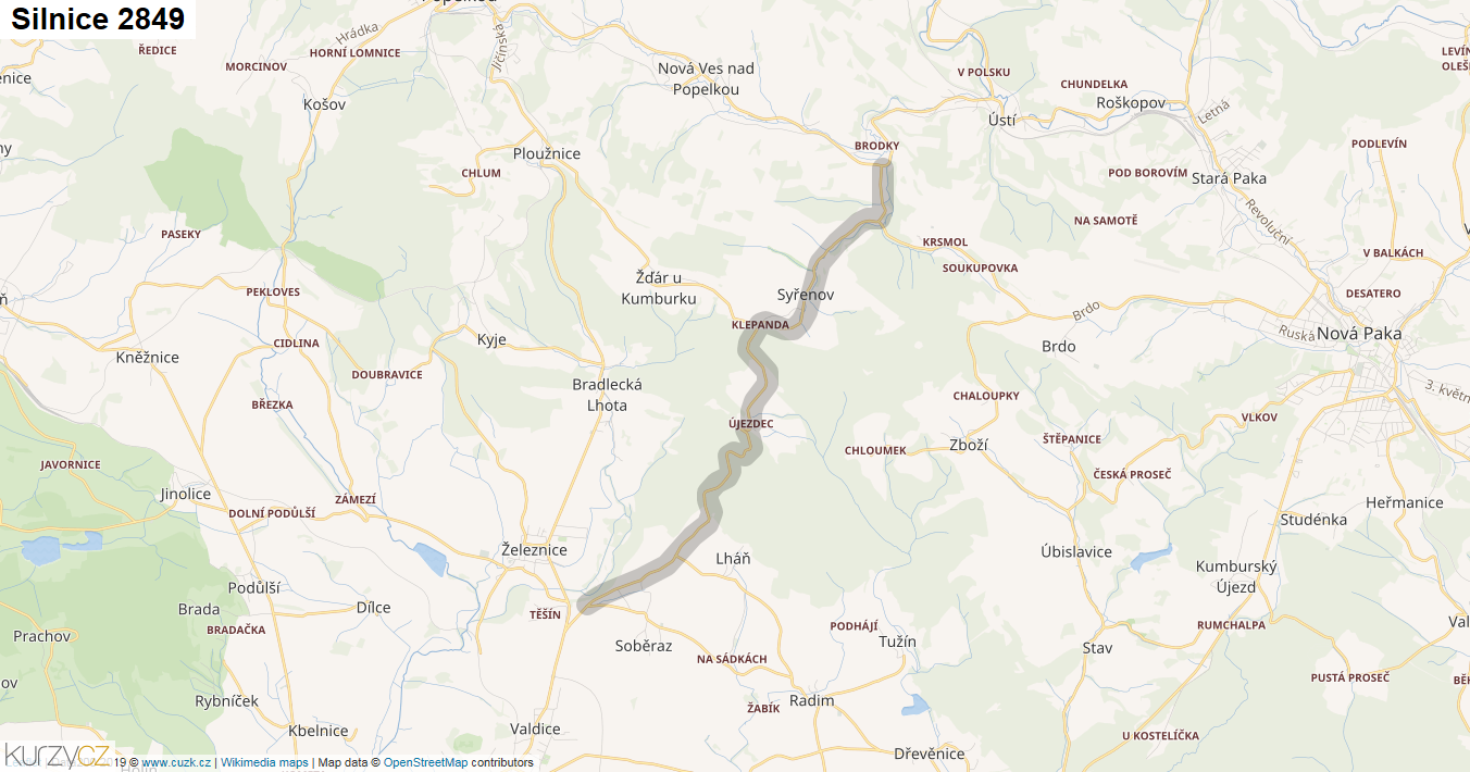 Silnice 2849 - mapa Silnice 2849