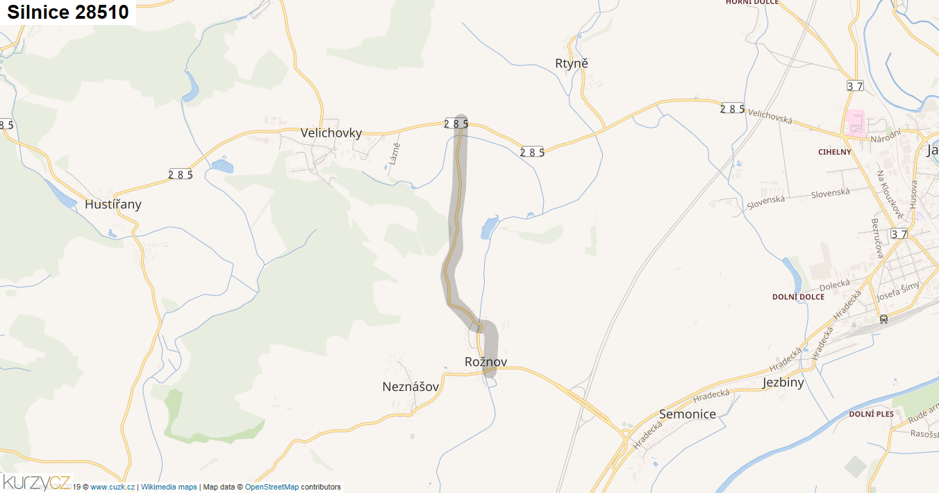 Silnice 28510 - mapa Silnice 28510