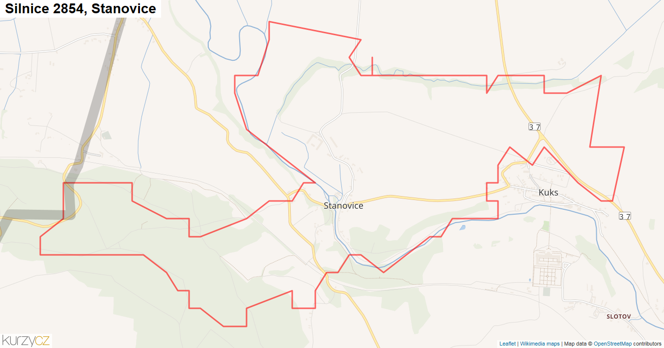 Stanovice, Silnice 2854 - Mapa