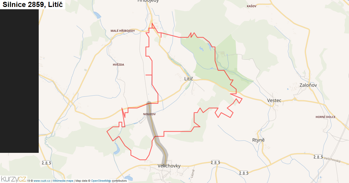 Litíč, Silnice 2859 - Mapa