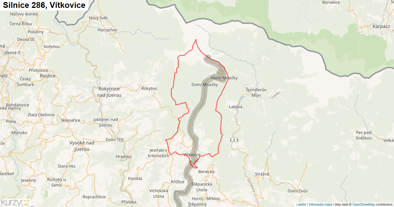 Vítkovice, Silnice 286 - Mapa