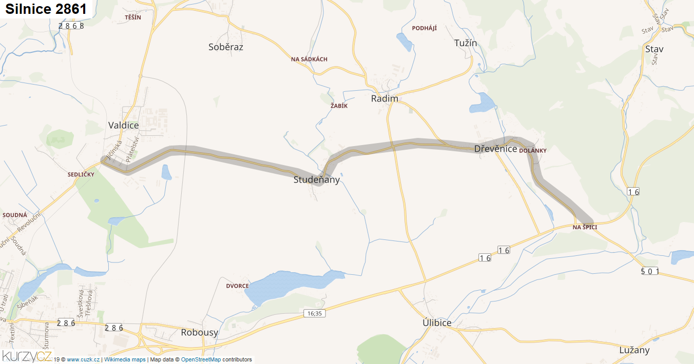 Silnice 2861 - mapa Silnice 2861