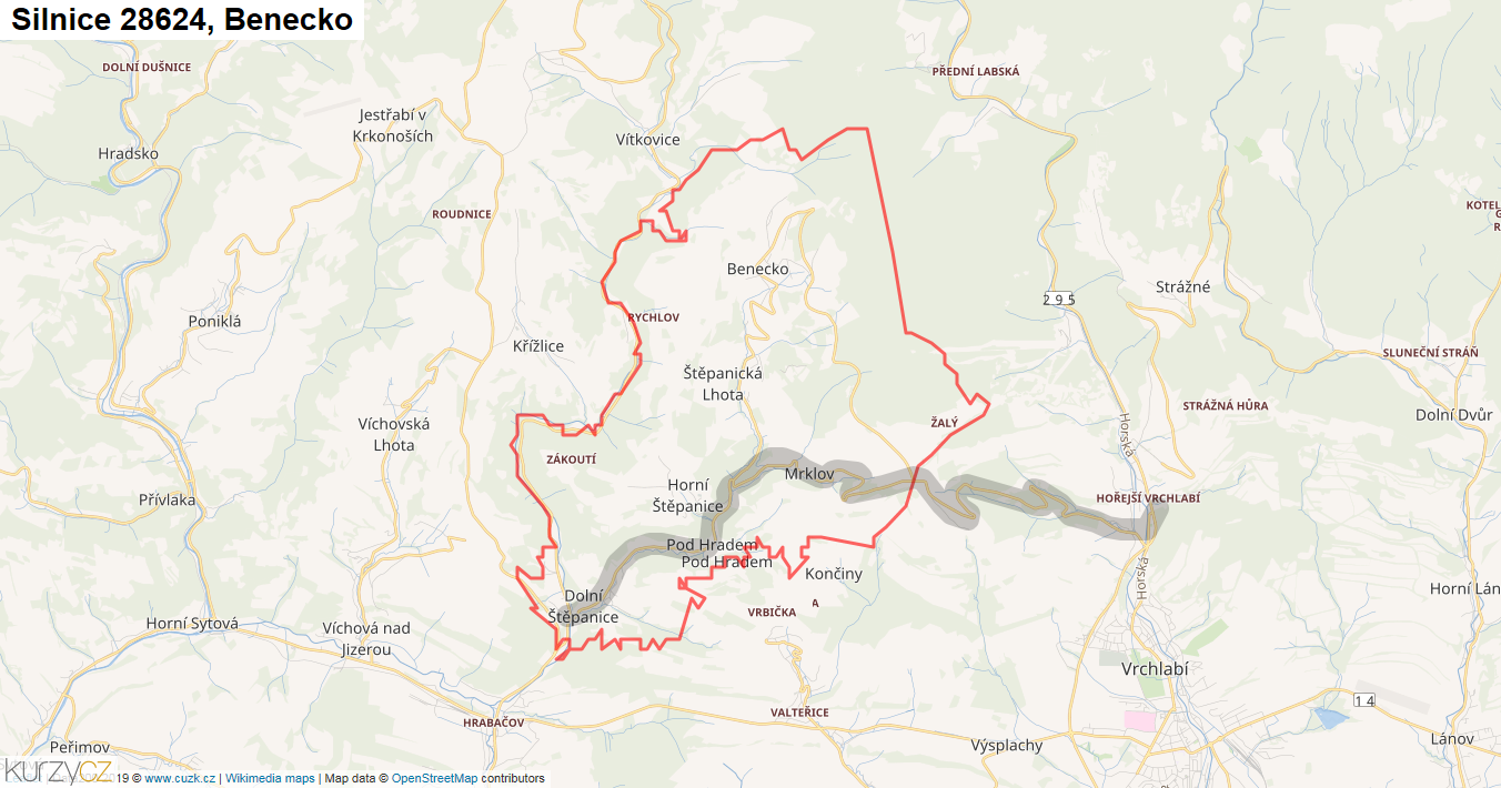 Benecko, Silnice 28624 - Mapa