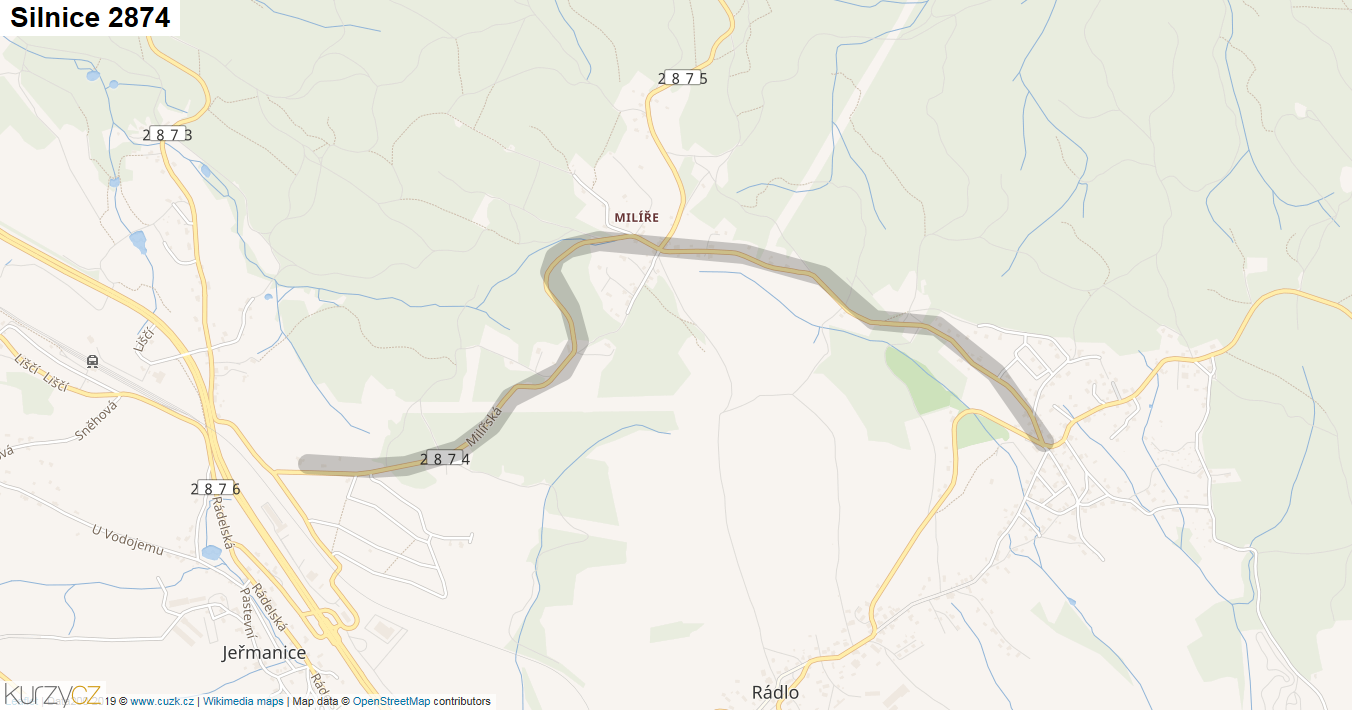 Silnice 2874 - mapa Silnice 2874