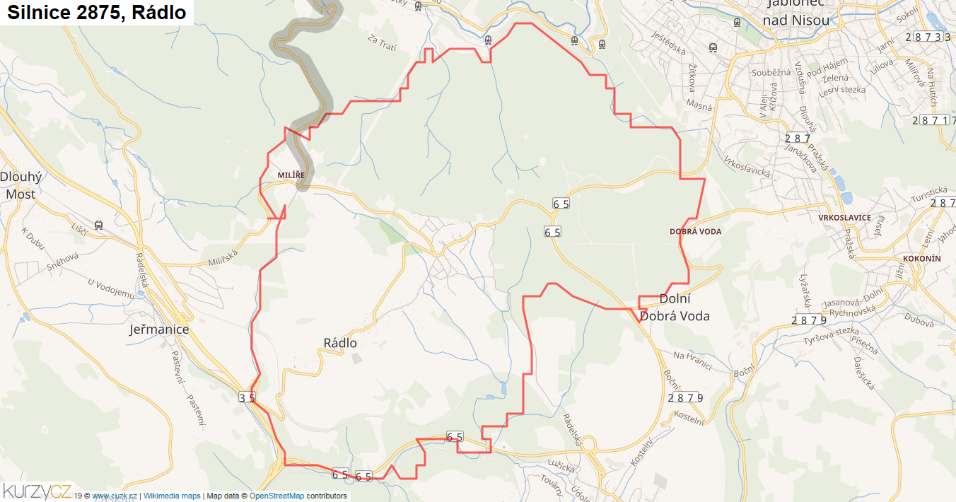 Rádlo, Silnice 2875 - Mapa