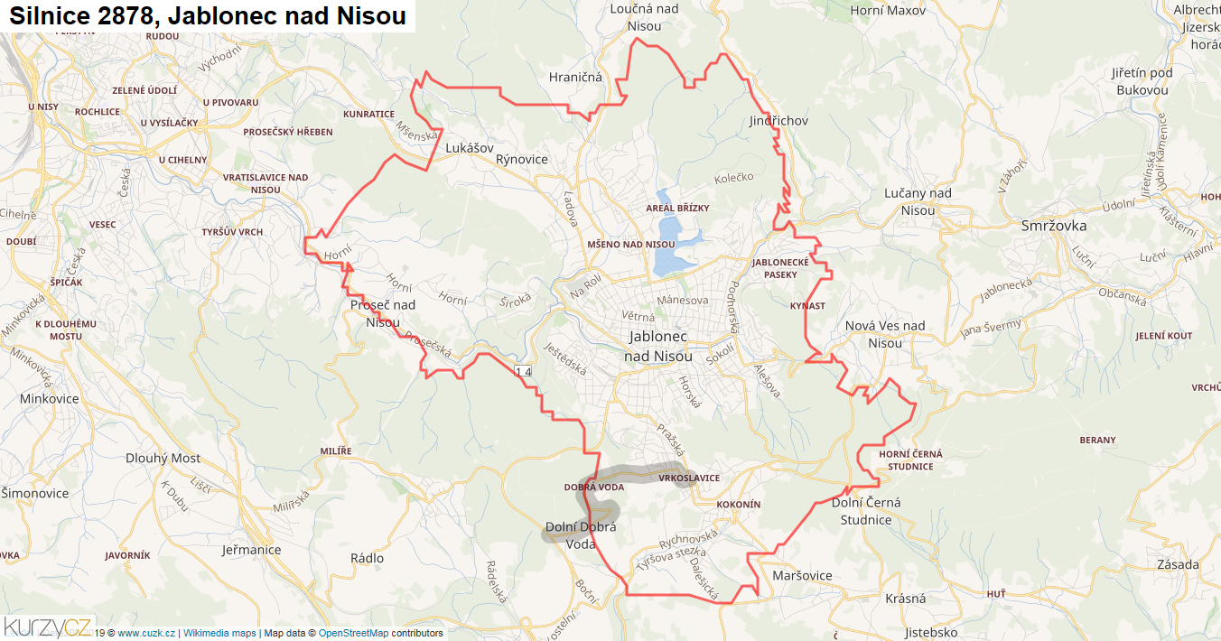Jablonec nad Nisou, Silnice 2878 - Mapa
