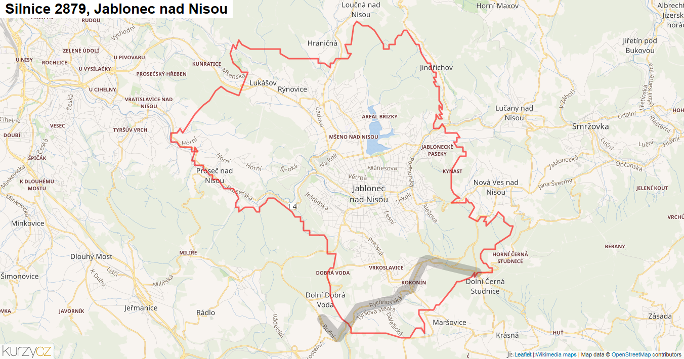 Jablonec nad Nisou, Silnice 2879 - Mapa